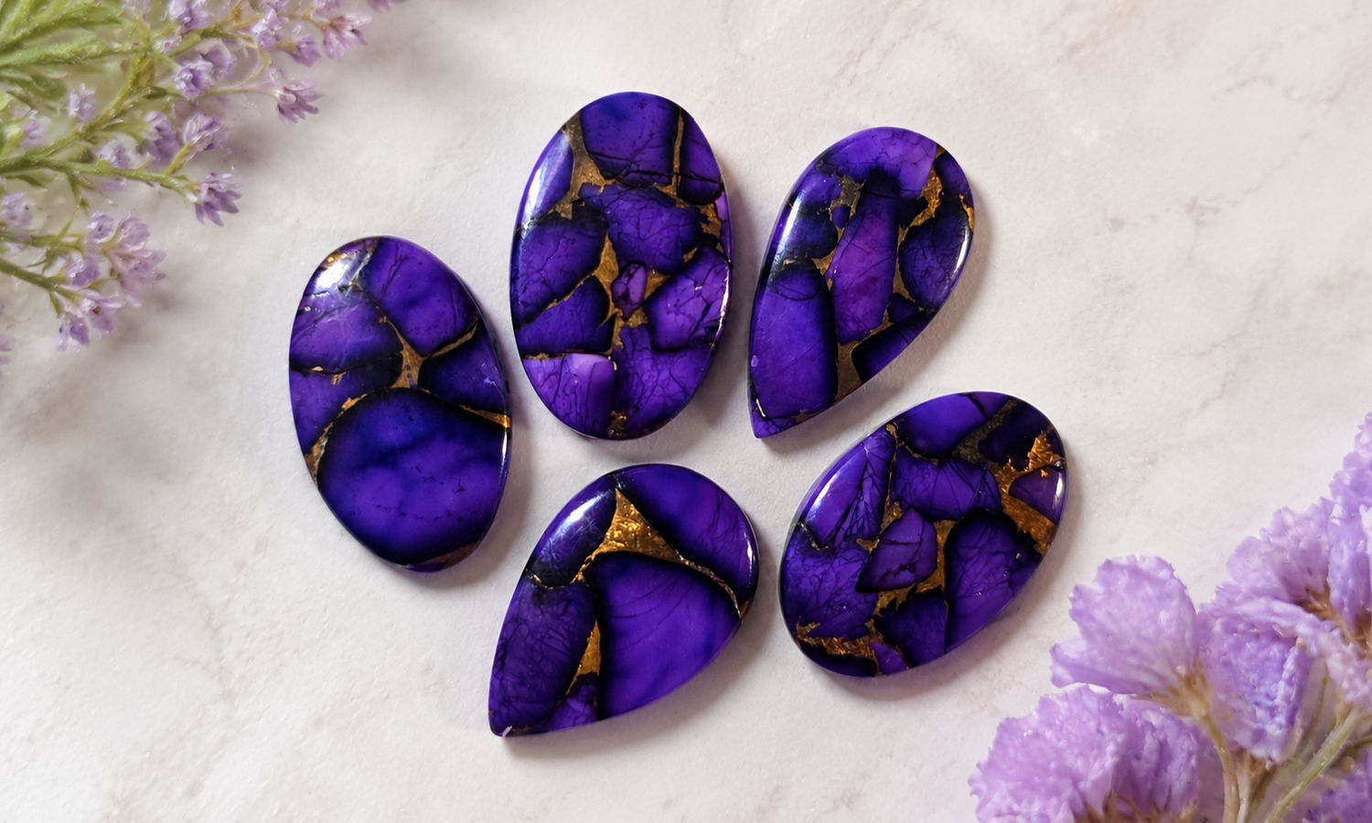 Purple Copper Dahlia Cabochons