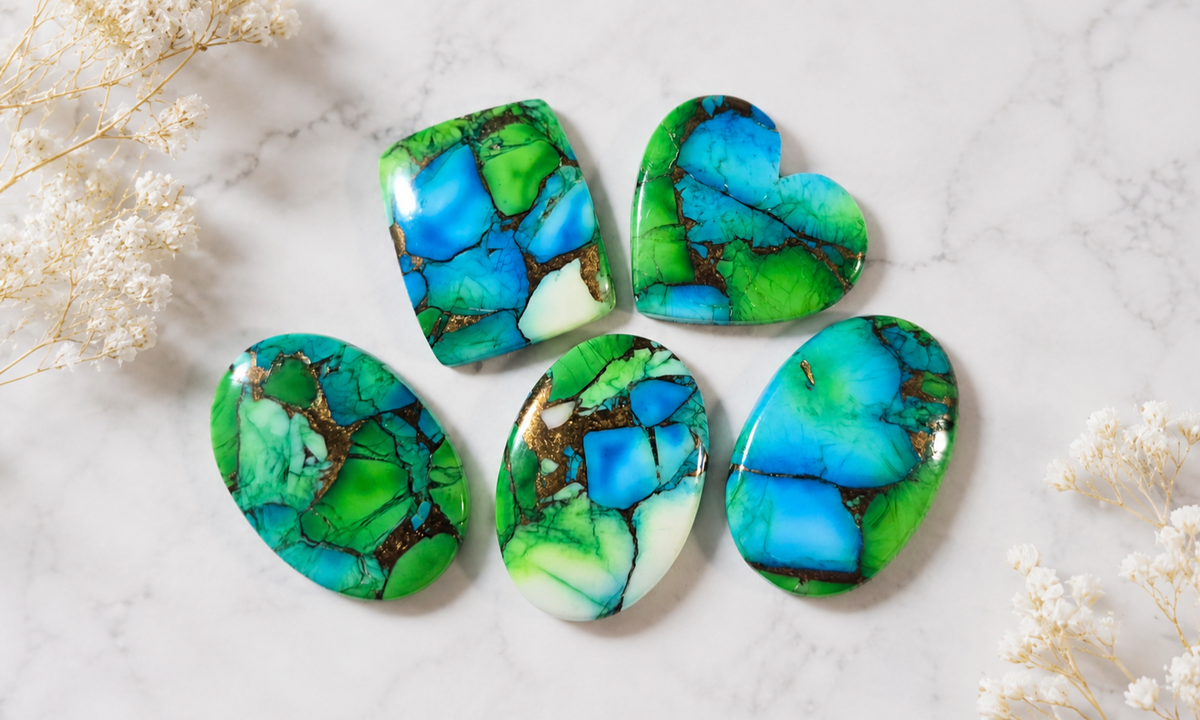 Peacock Dahlia Cabochons