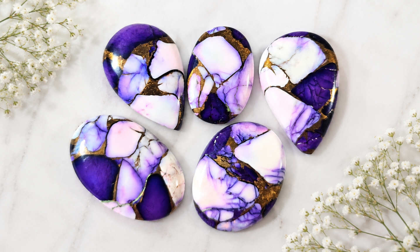 Purple Rose Dahlia Cabochons