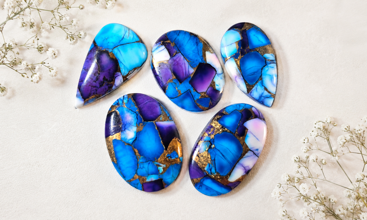 Violet Blue Dahlia Cabochons