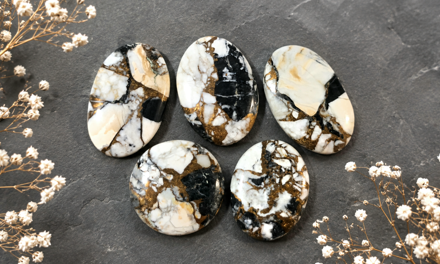 White Buffalo Bronze Cabochons