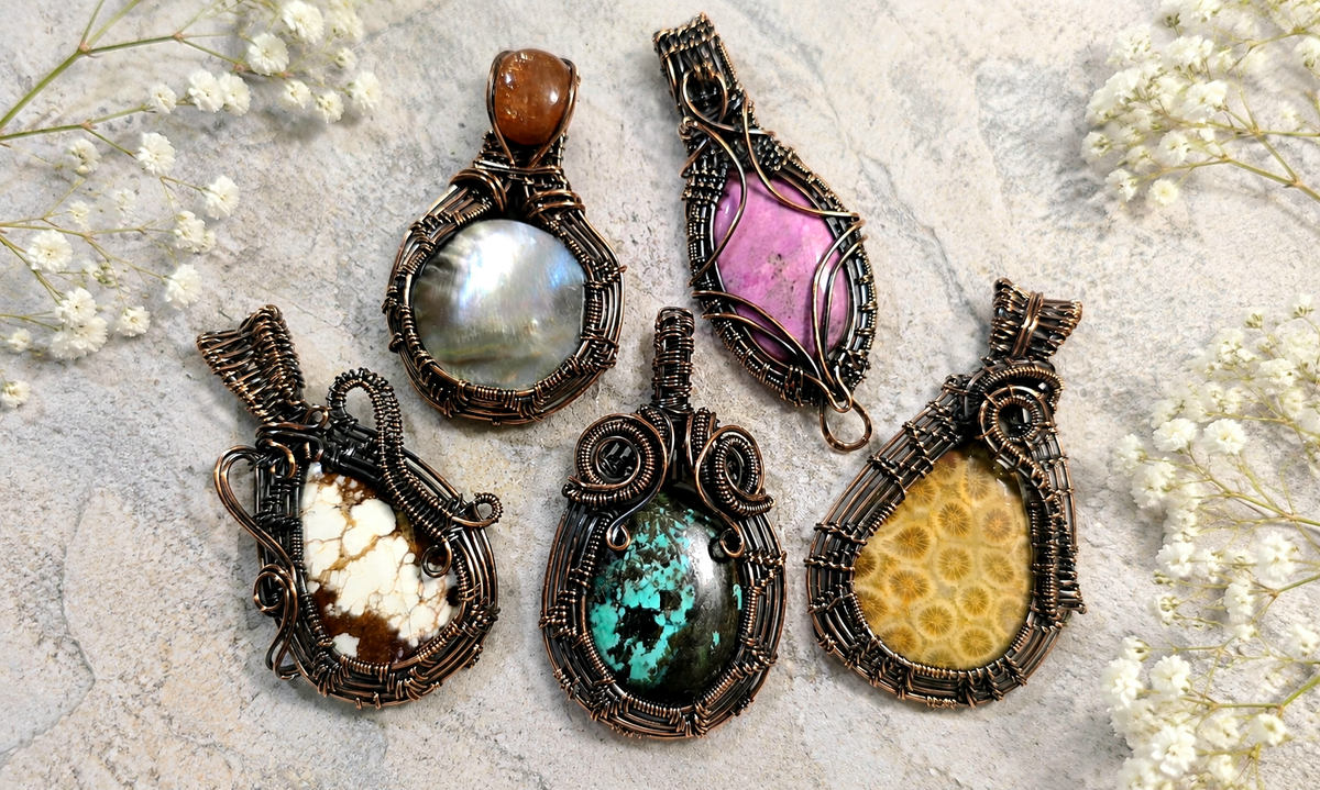 Wire-wrapped Gemstone Pendants