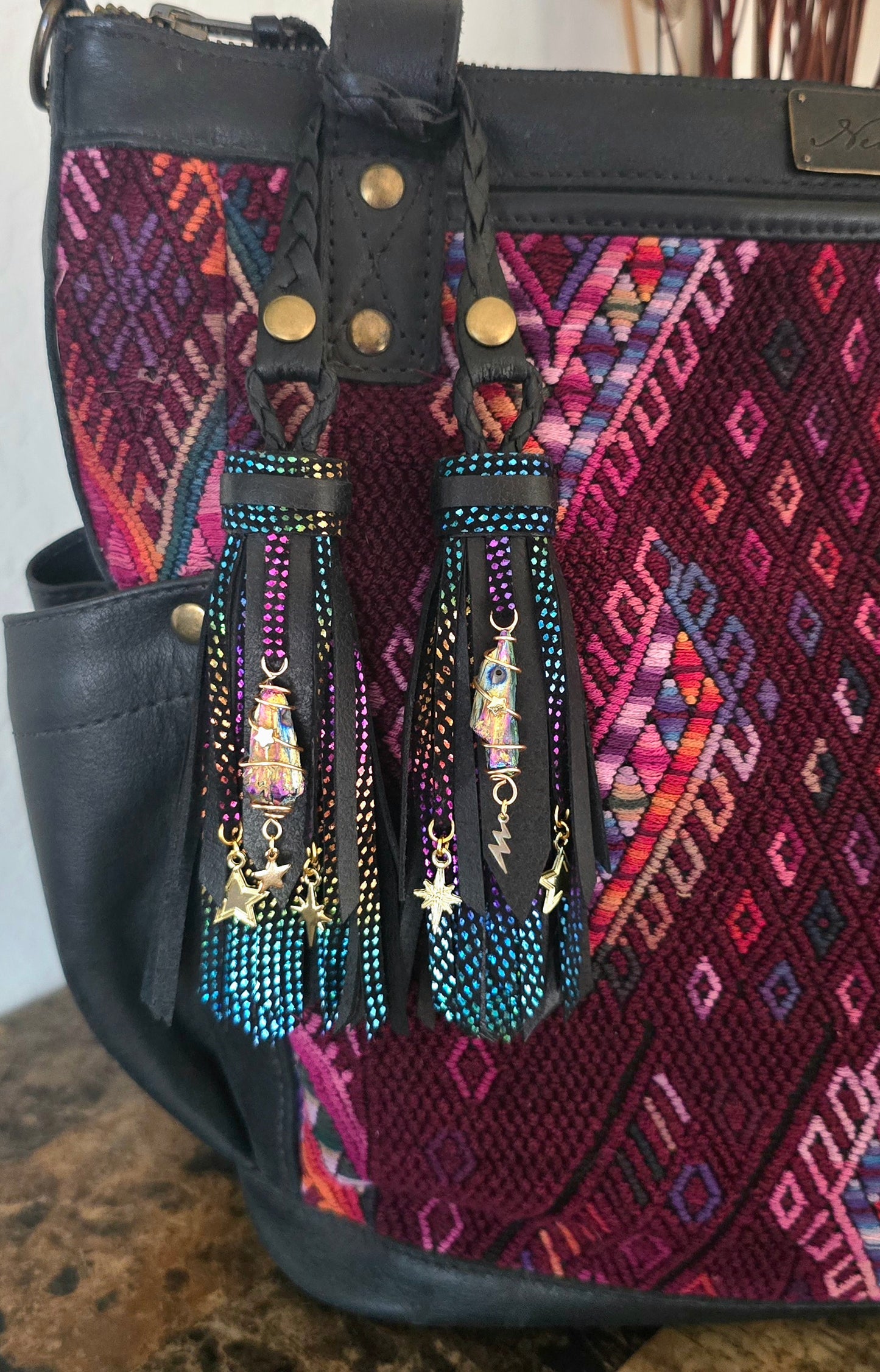 Rainbow Leather Tassels