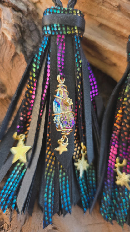Rainbow Leather Tassels