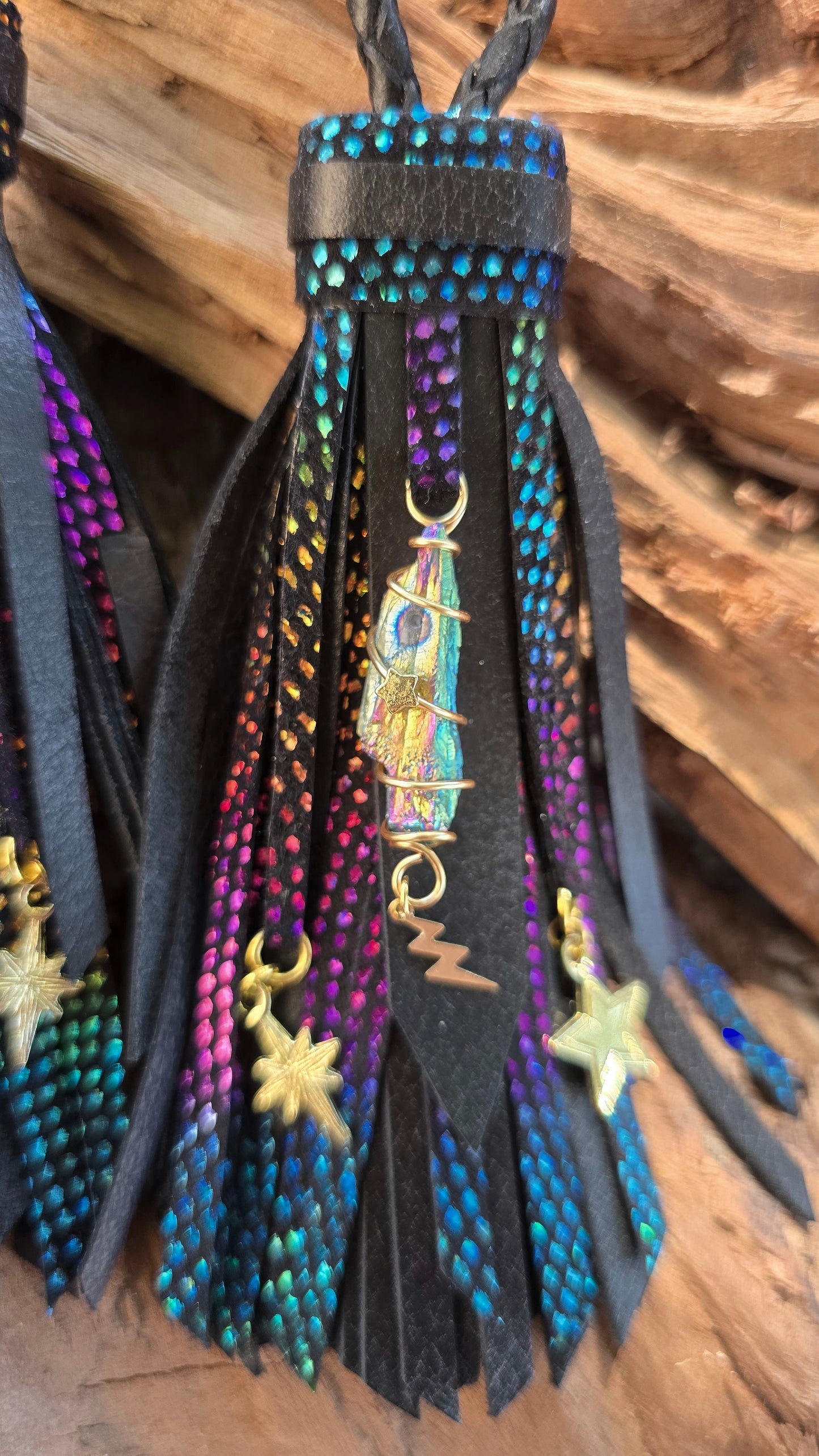 Rainbow Leather Tassels
