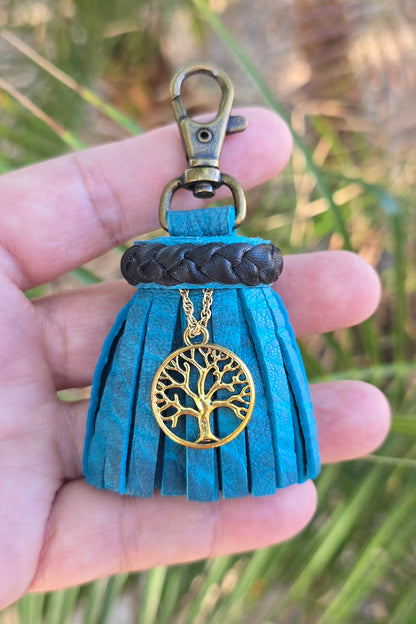 Distressed Teal and Black with Charm