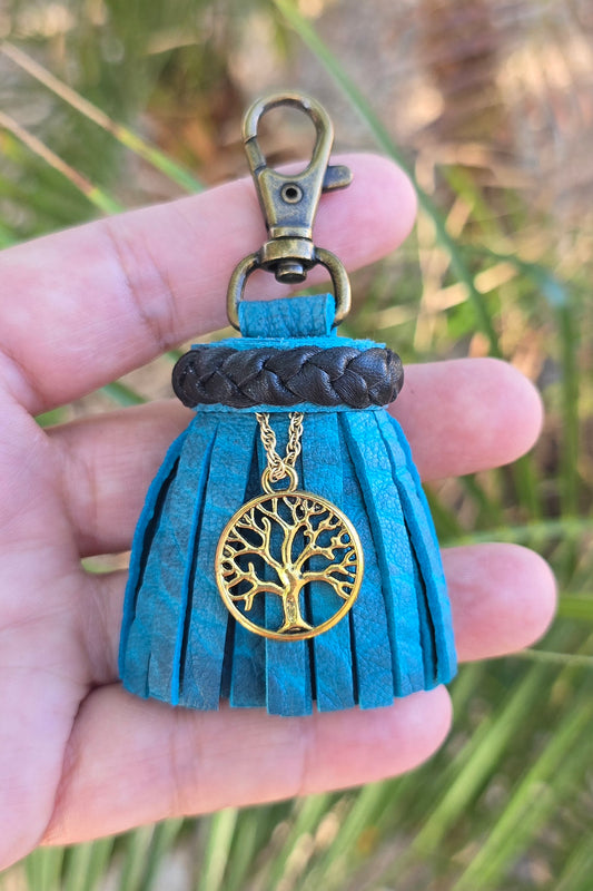 Distressed Teal and Black with Charm