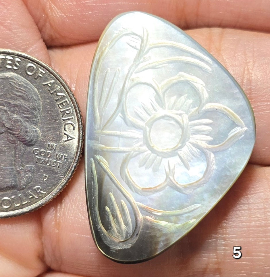 #5 Carved Mother Of Pearl