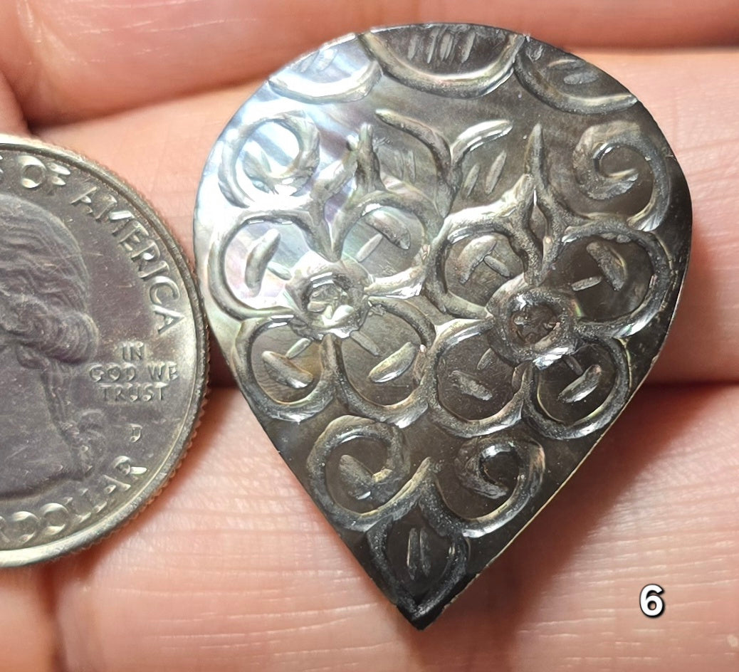 #6 Carved Mother Of Pearl