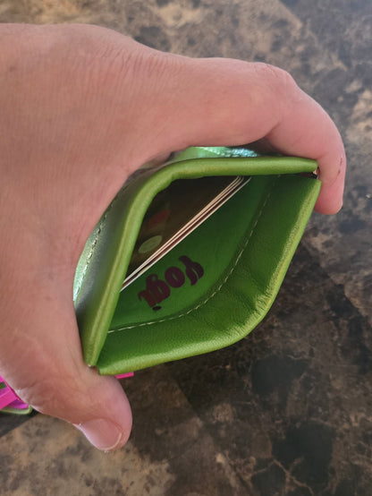 Metallic Green Leather Pop Pouch