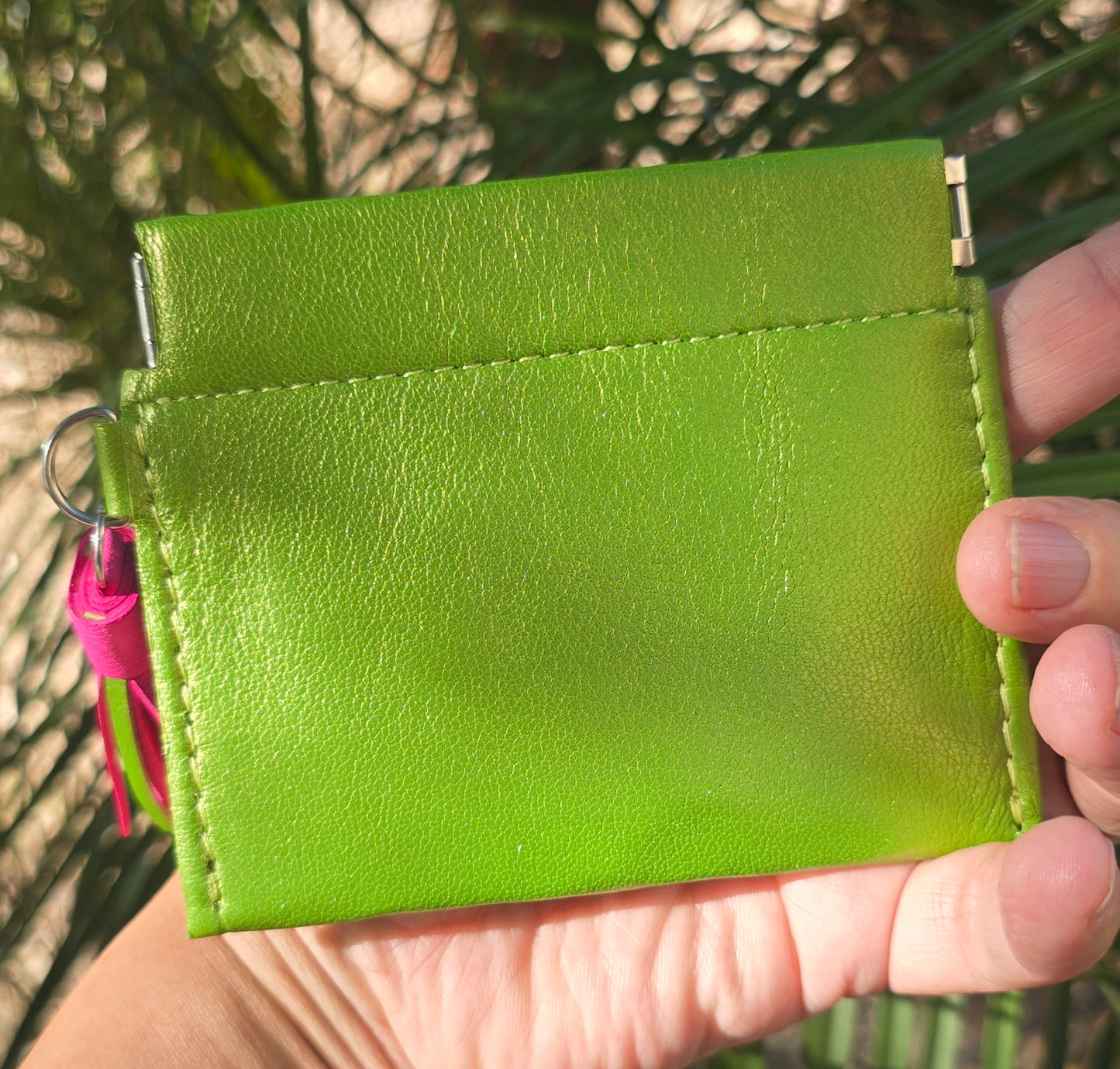 Metallic Green Leather Pop Pouch