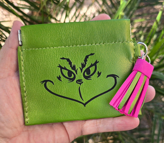 Metallic Green Leather Pop Pouch