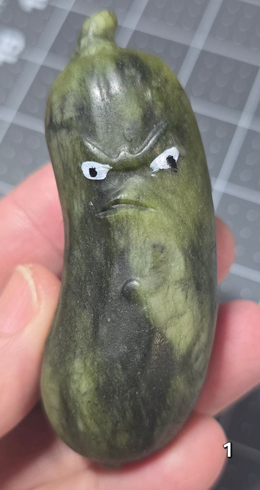 #1 Green Jade Grumpy Cucumber Carving