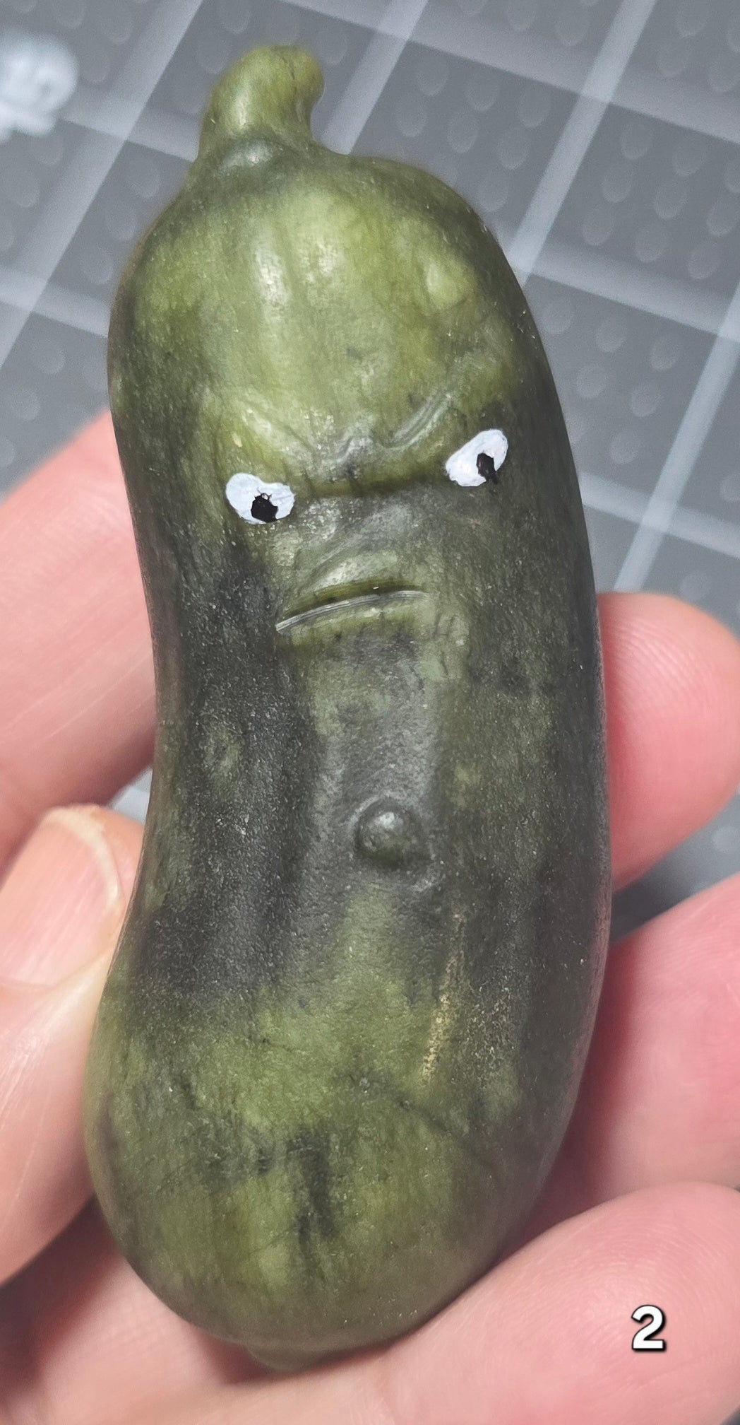 #2 Green Jade Grumpy Cucumber Carving