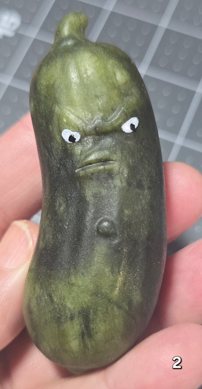 #2 Green Jade Grumpy Cucumber Carving