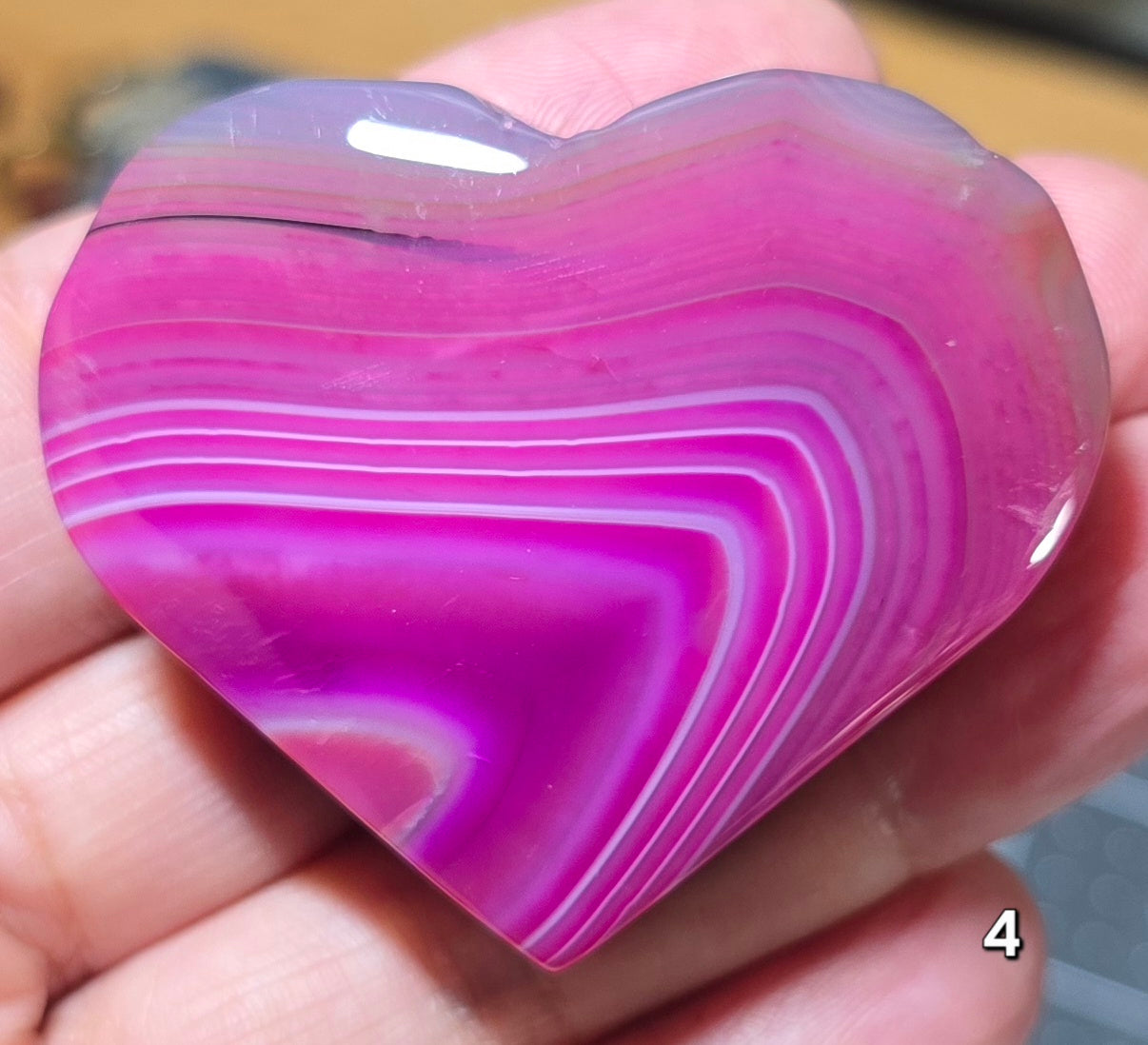 #4 Pink Banded Agate Heart Crystal