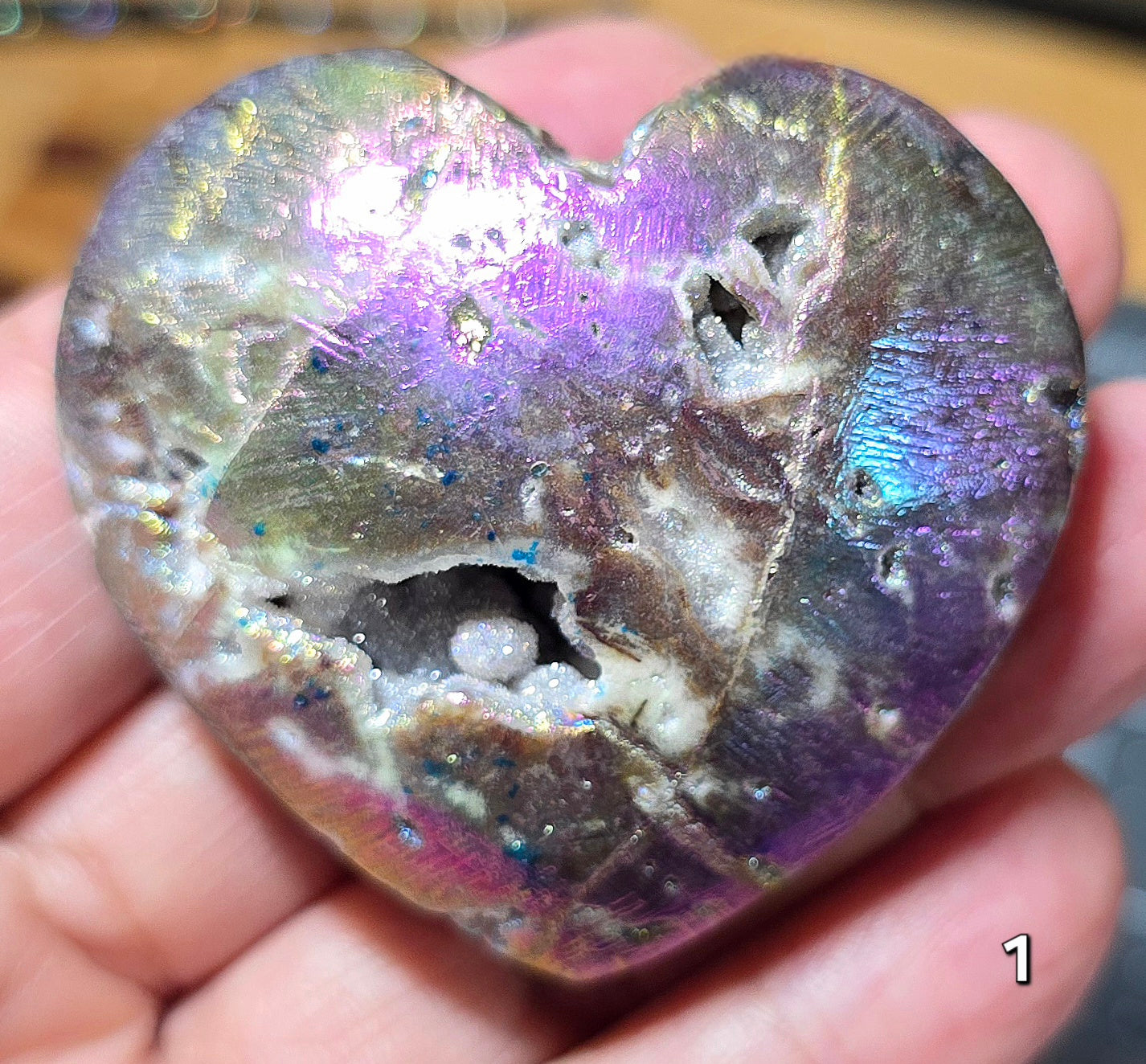 #1 Angel Aura Sphalerite Druzy Heart