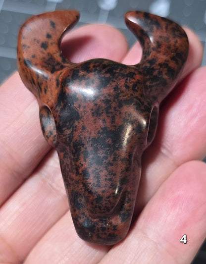 #4 Mahogany Obsidian Buffalo Skull