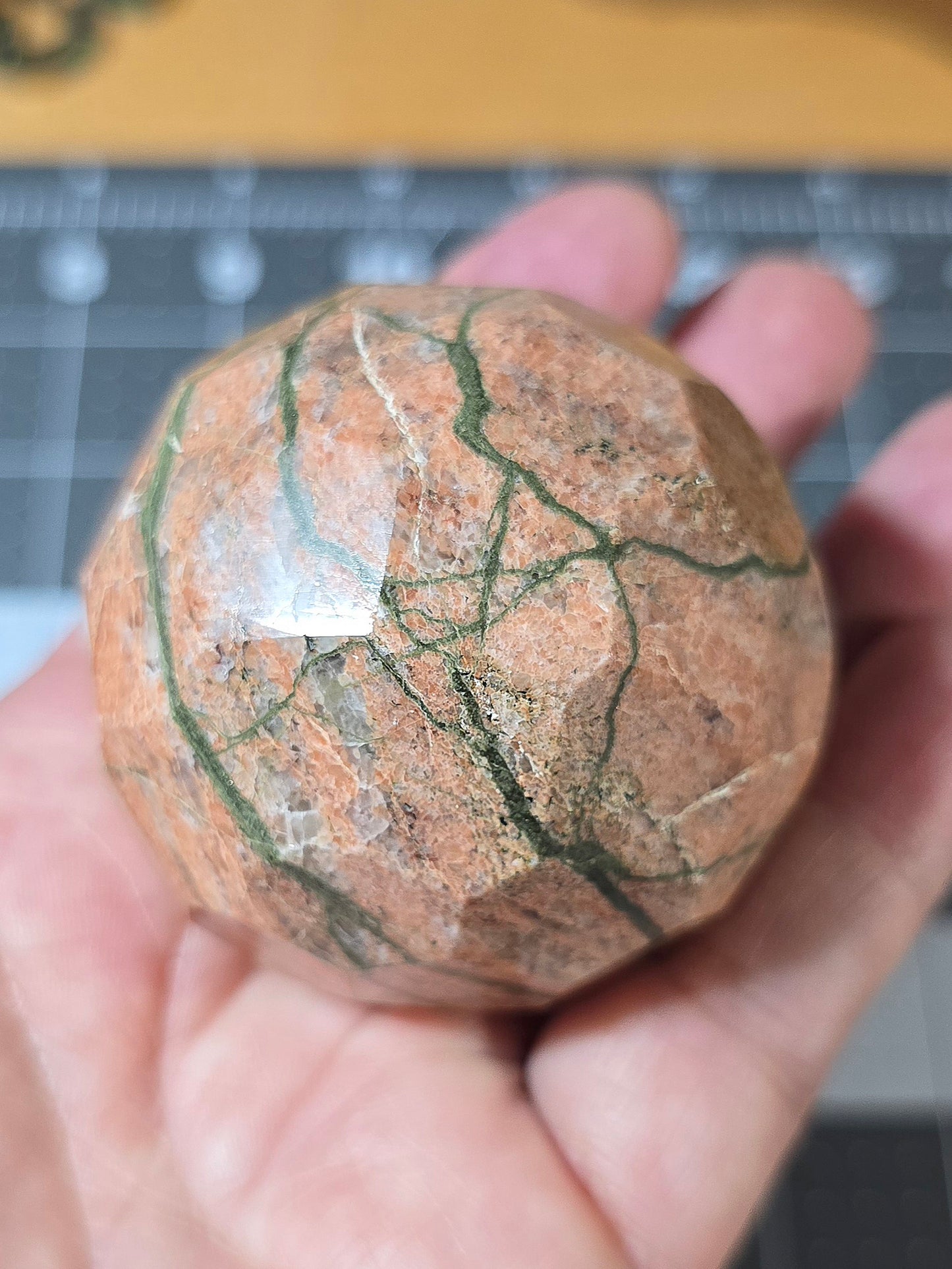 Faceted Unakite Healing Ball