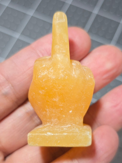 2" Orange Calcite Middle Finger Gesture
