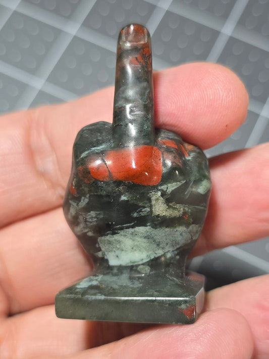 2" Blood Stone Middle Finger Gesture