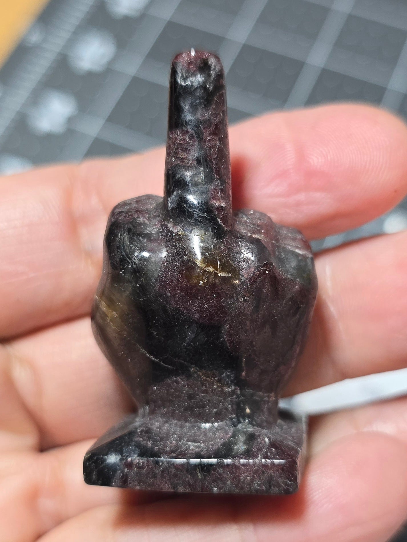 2" Garnet Middle Finger Gesture