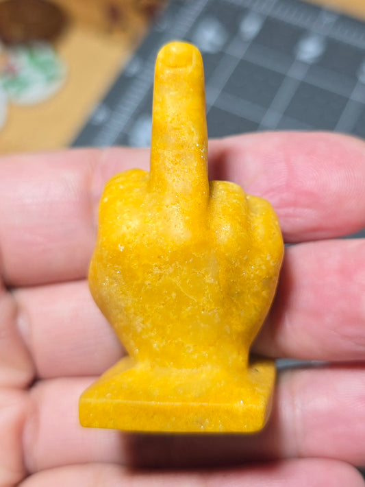 2" Orange Jade Middle Finger Gesture