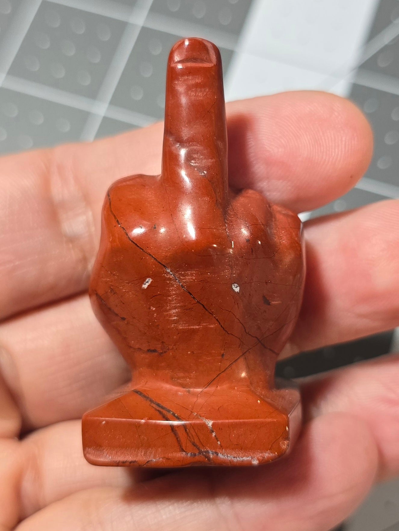 2" Red Jasper Middle Finger Gesture