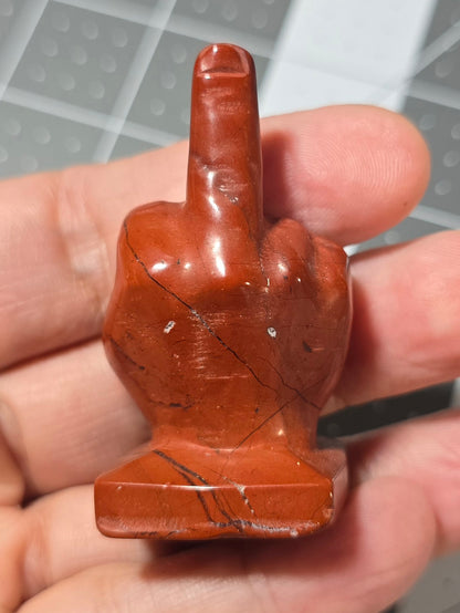 2" Red Jasper Middle Finger Gesture