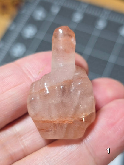 #1 - 1.25" Fire Quartz Middle Finger Gesture