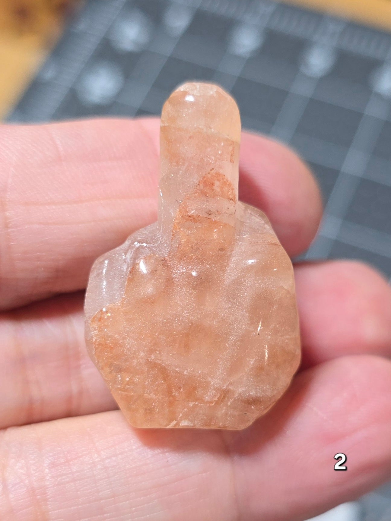 #2 - 1.25" Fire Quartz Middle Finger Gesture