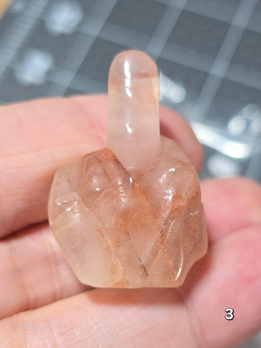 #3 - 1.25" Fire Quartz Middle Finger Gesture