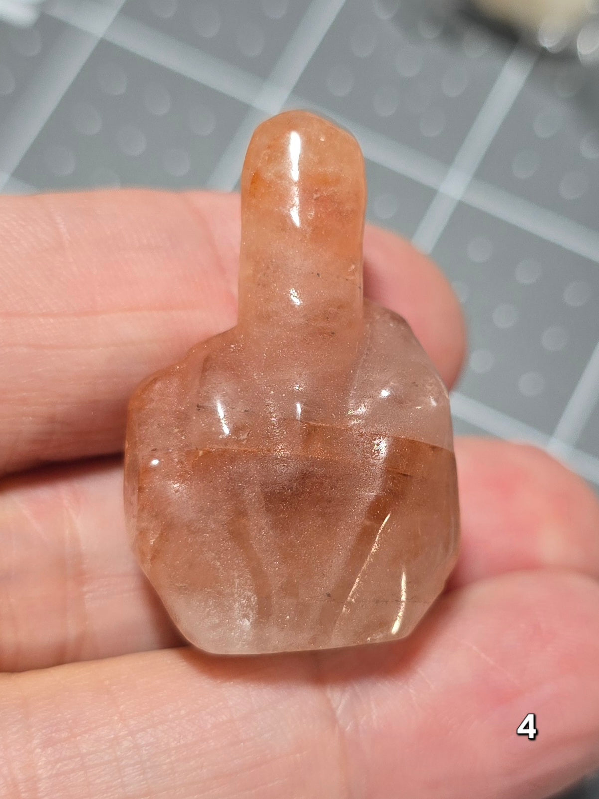 #4 - 1.25" Fire Quartz Middle Finger Gesture
