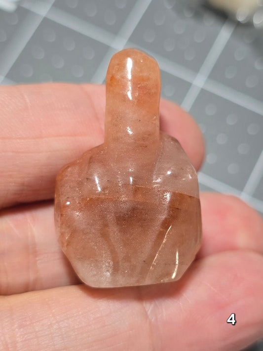 #4 - 1.25" Fire Quartz Middle Finger Gesture