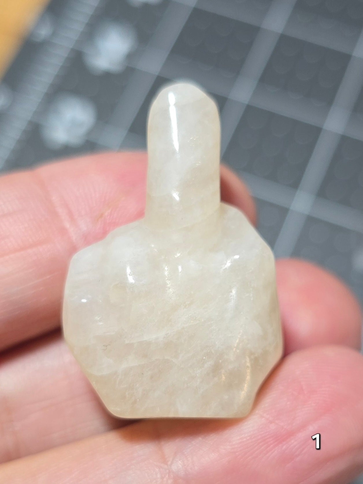 #1 - 1.25" Moonstone Middle Finger Gesture