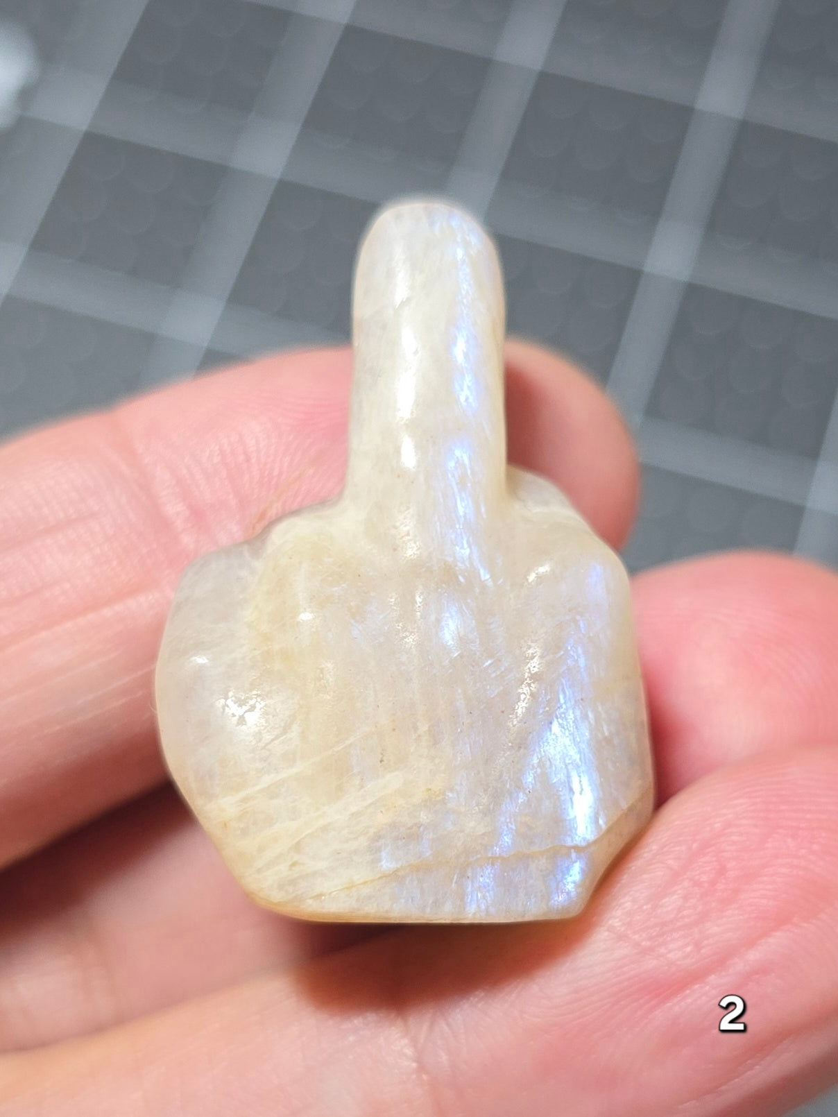 #2 - 1.25" Moonstone Middle Finger Gesture