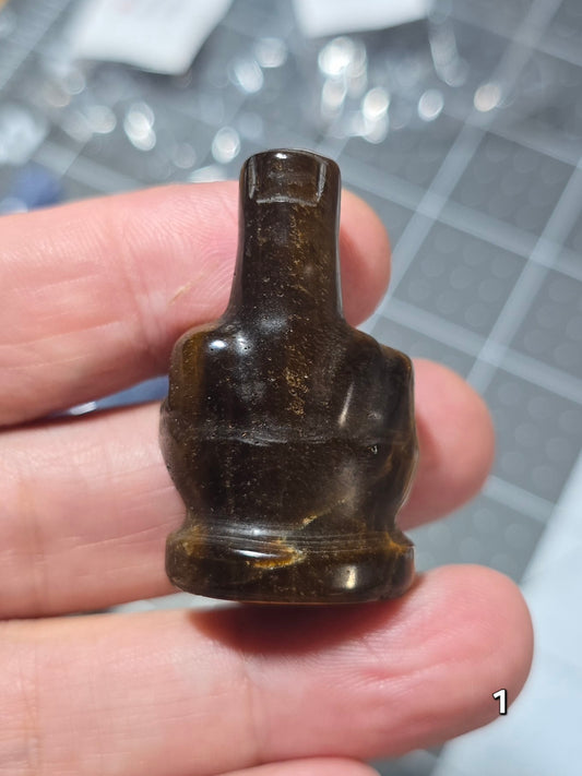 #1 - 1.5" Tiger Eye Middle Finger Gesture
