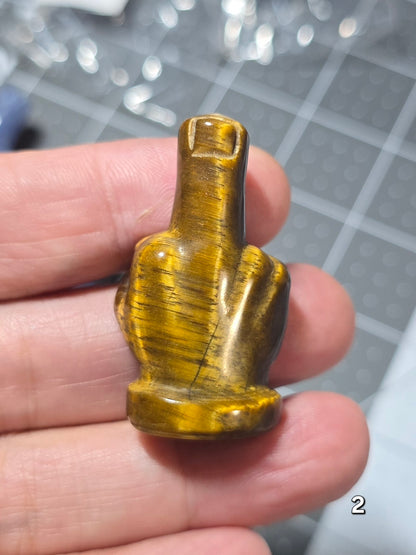 #2 - 1.5" Tiger Eye Middle Finger Gesture