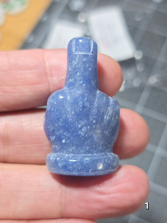 #1 - 1.5" Blue Aventurine Middle Finger Gesture