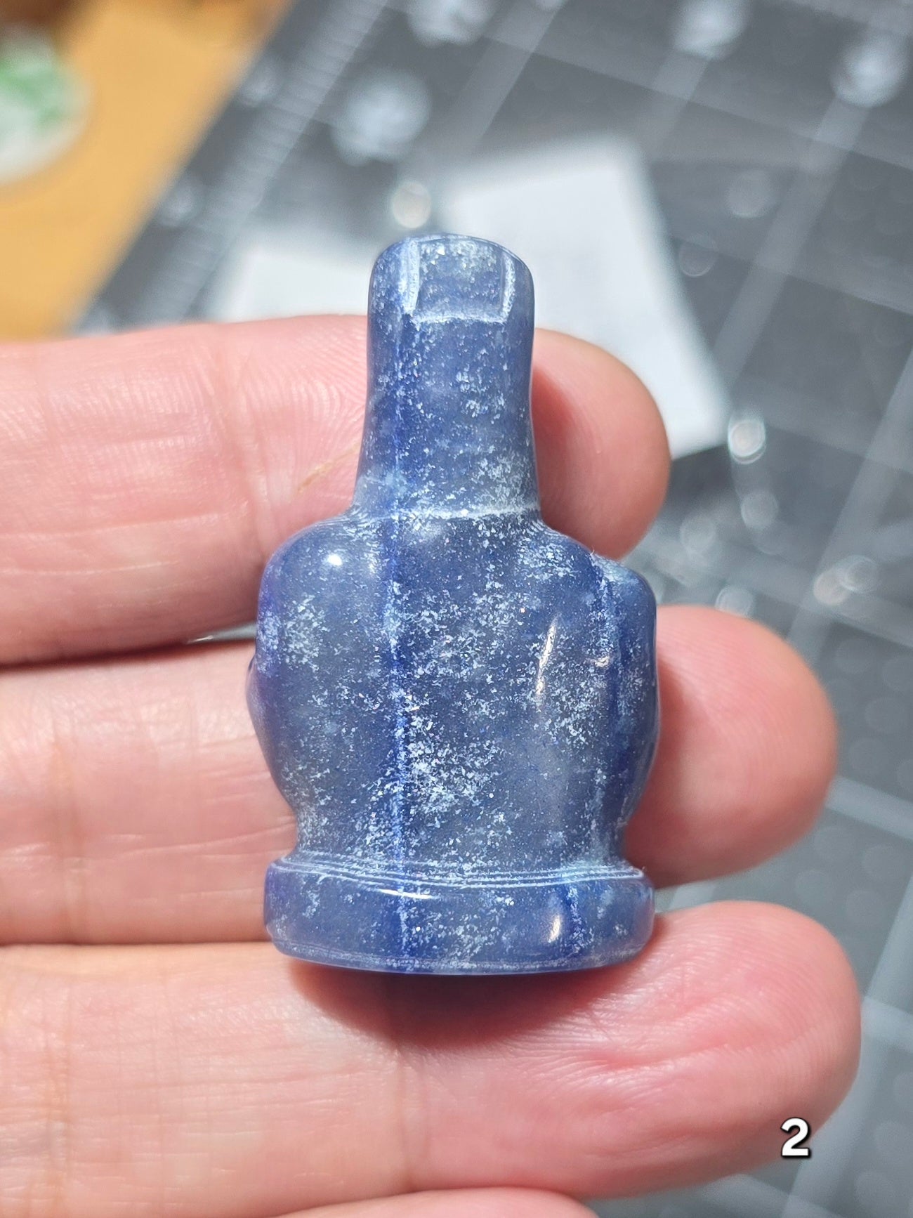 #2 - 1.5" Blue Aventurine Middle Finger Gesture
