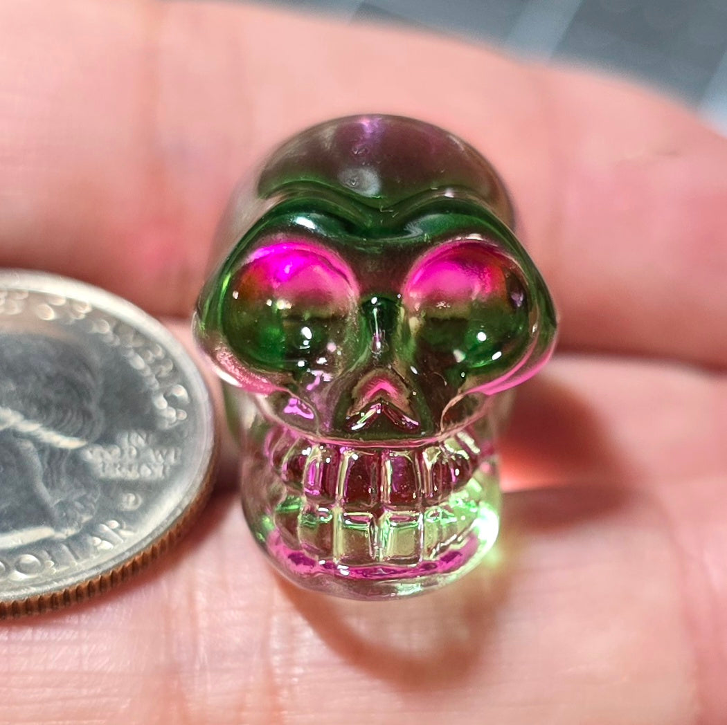 Pink/Green Mini Crystal Skull