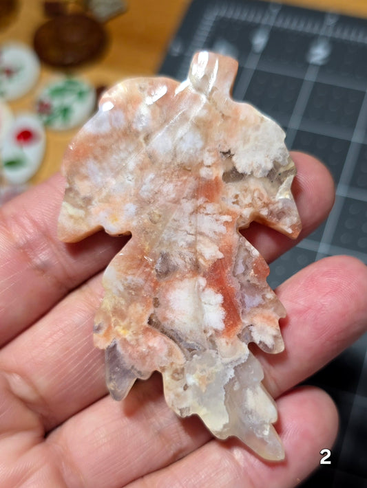 #2 Flower Agate Carved Leaf