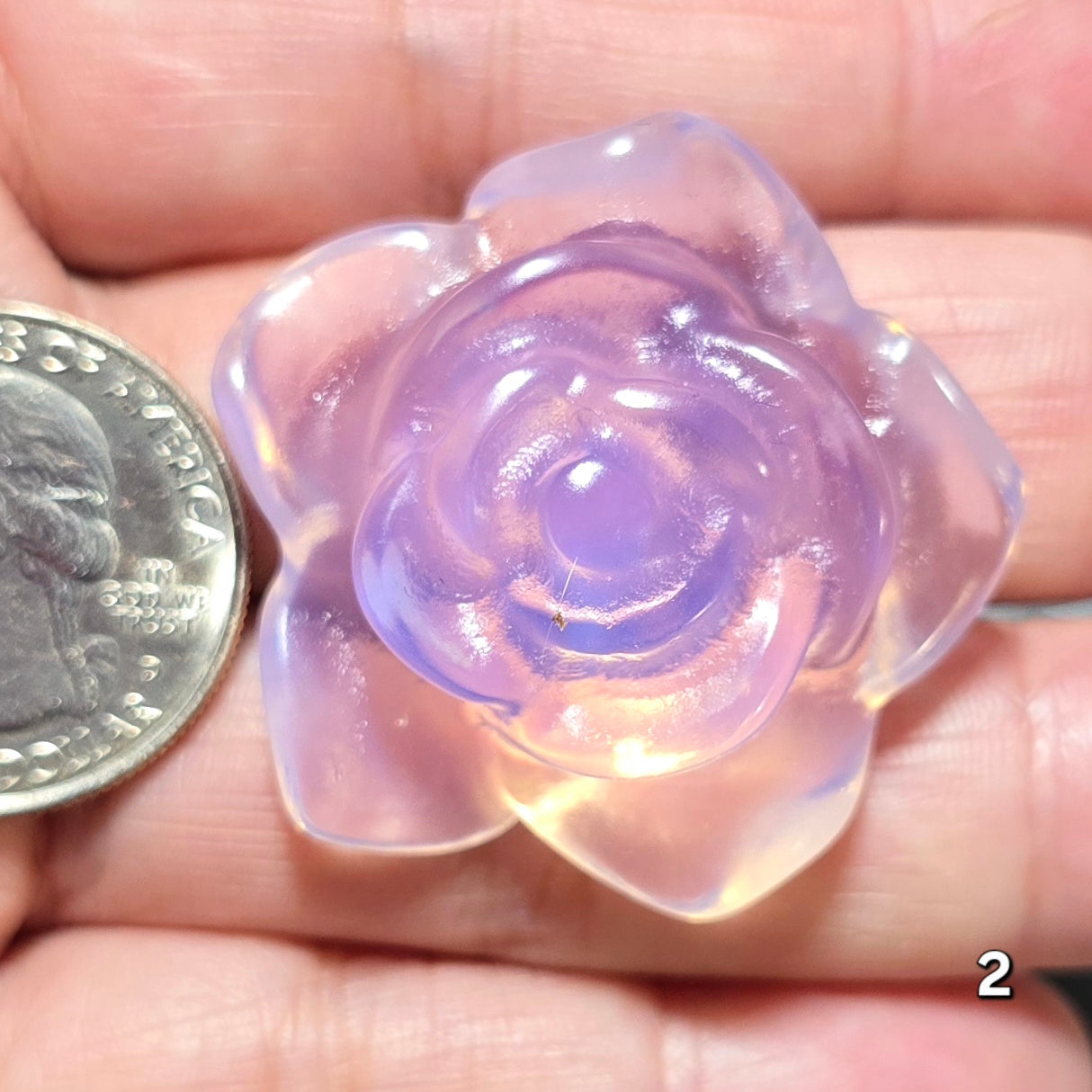 #2 Pink Opalite Rose Carving