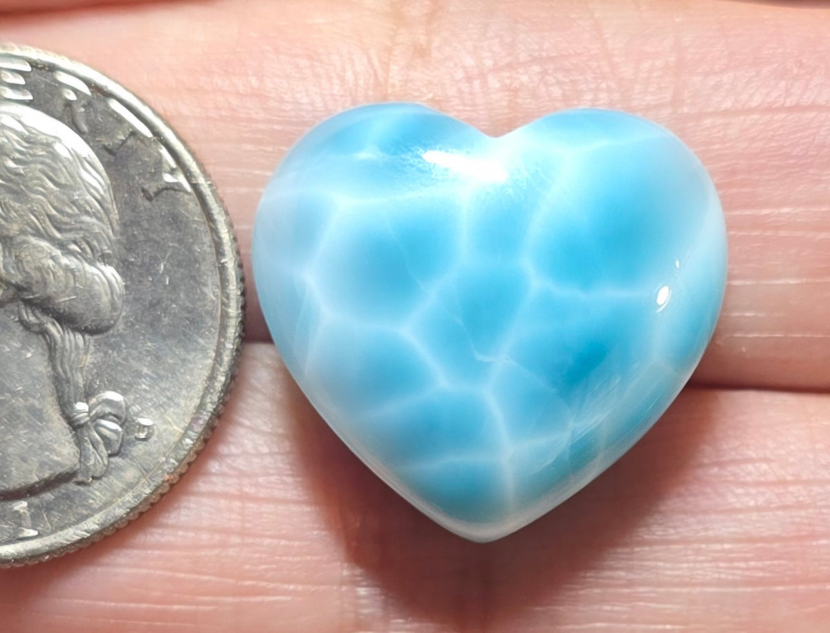 Larimar Heart Cabochon - High Quality