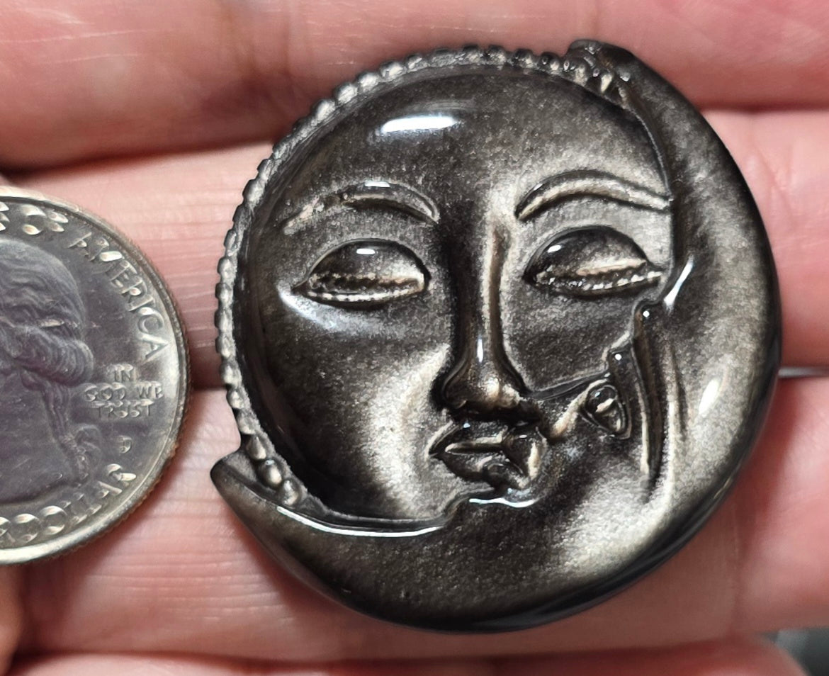 Silver Obsidian SunMoon Face