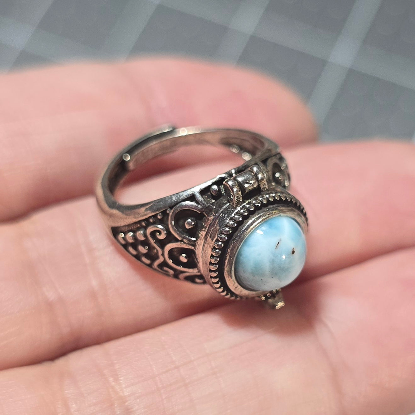 #2 Larimar Poison Ring