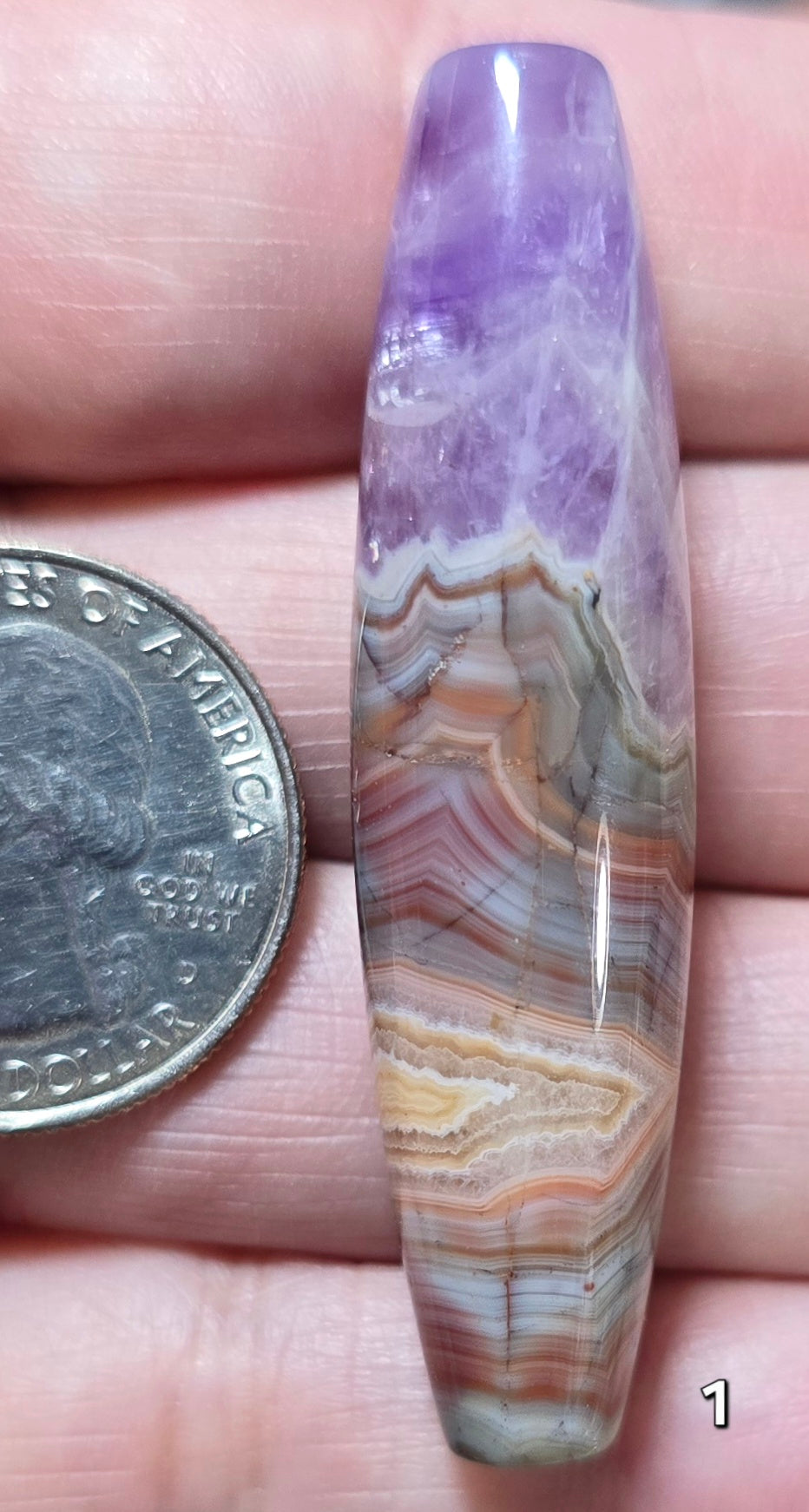 #1 Amethyst & Banded Mexican Agate Statement Bead