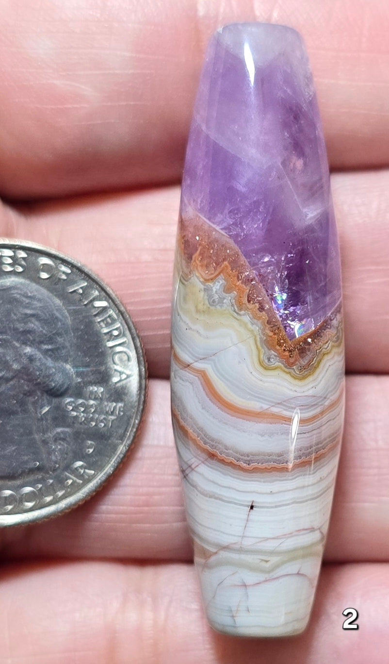 #2 Amethyst & Banded Mexican Agate Statement Bead