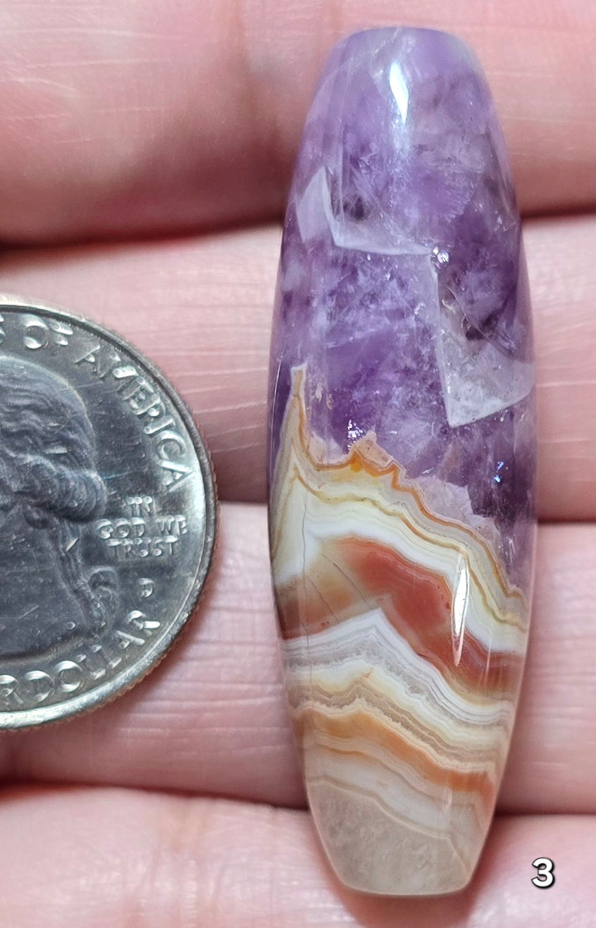 #3 Amethyst & Banded Mexican Agate Statement Bead