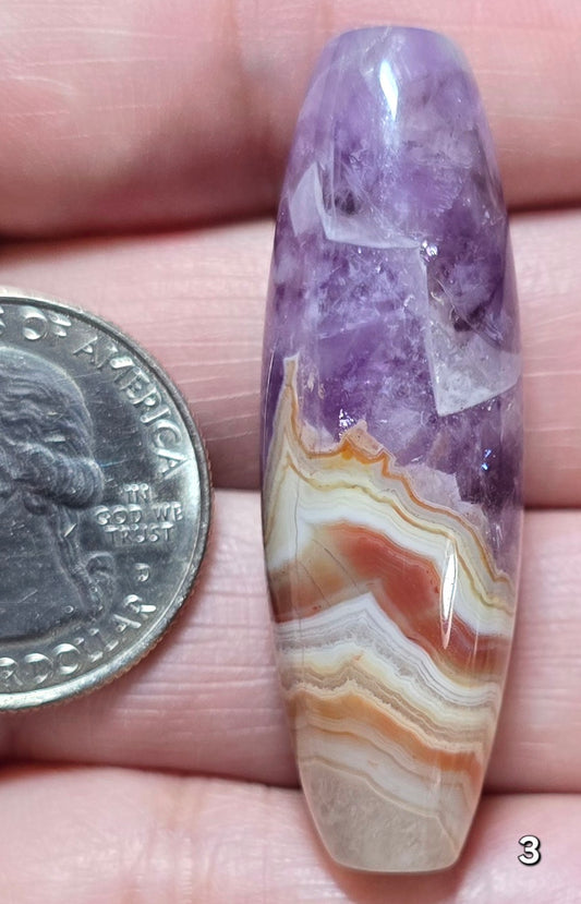 #3 Amethyst & Banded Mexican Agate Statement Bead